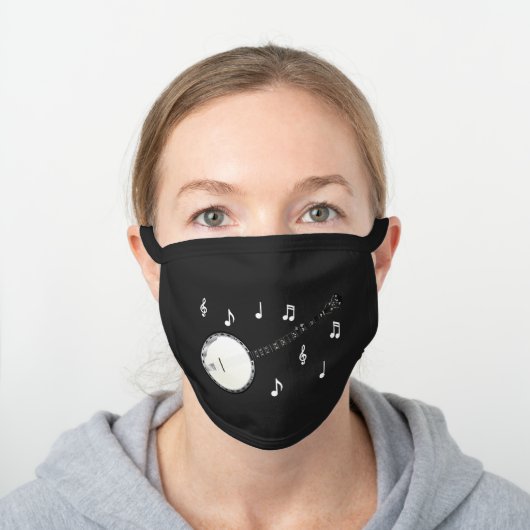 Banjo Musician Music Teacher Black Cotton Face Mask (Worn)