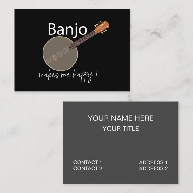 Banjo Musician Music Teacher Business Card (Front/Back)