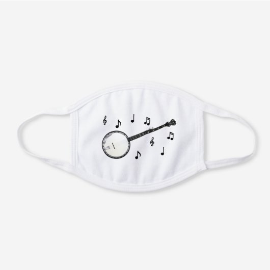 Banjo Musician Music Teacher White Cotton Face Mask (Front)