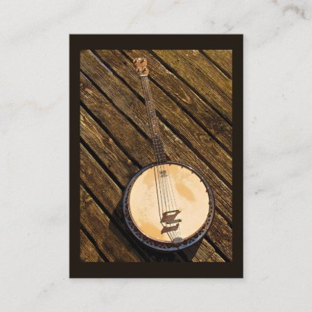 Banjo On Wood Music Instrument  Atc Business Card