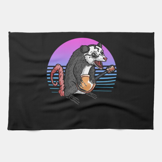 Banjo Opossum Folk Country Music Lover Kitchen Towel (Horizontal)
