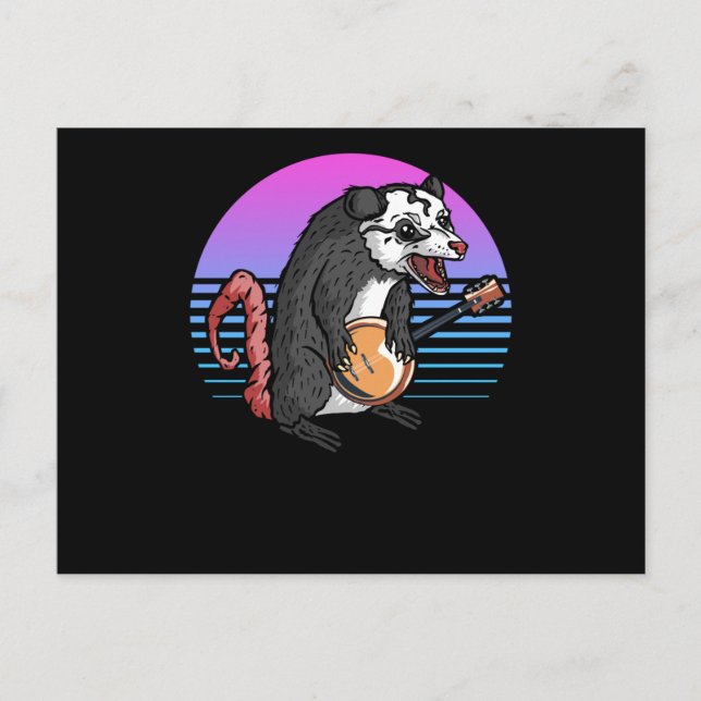 Banjo Opossum Folk Country Music Lover Postcard (Front)