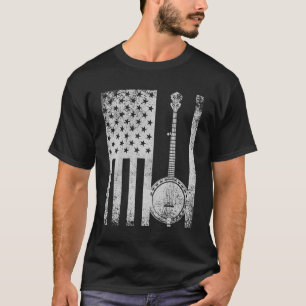 Banjo Patriotic American Flag Banjo Lover T-shirt