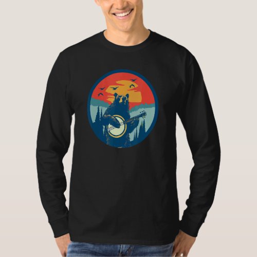 Banjo Pickin Bear Cool Eighties Vibe Graphic T_Shirt