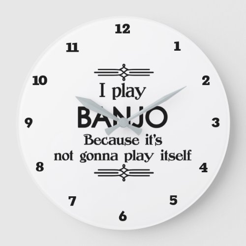 Banjo _ Play Itself Funny Deco Music Large Clock
