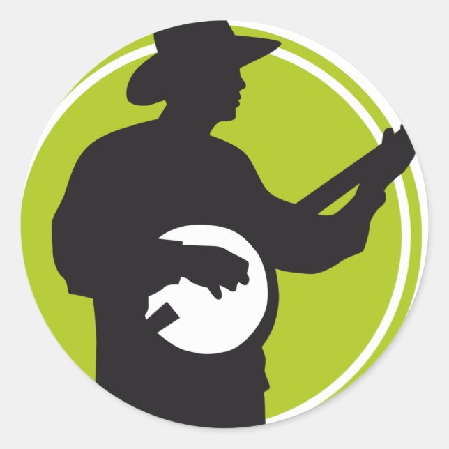 Banjo Player Classic Round Sticker (Front)