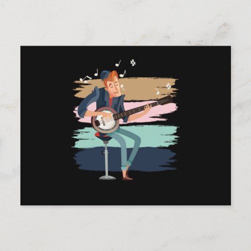 Banjo Player Mandolin Instrument Country Music Gif Postcard