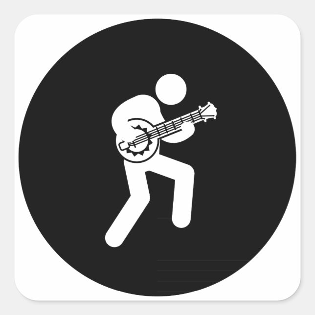 Banjo Player Square Sticker (Front)