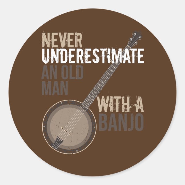 Banjo Player Sting Musical instrument Music Lover Classic Round Sticker (Front)