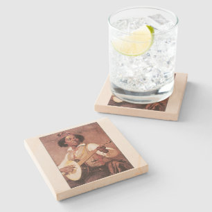 "Banjo Player" Stone Coaster