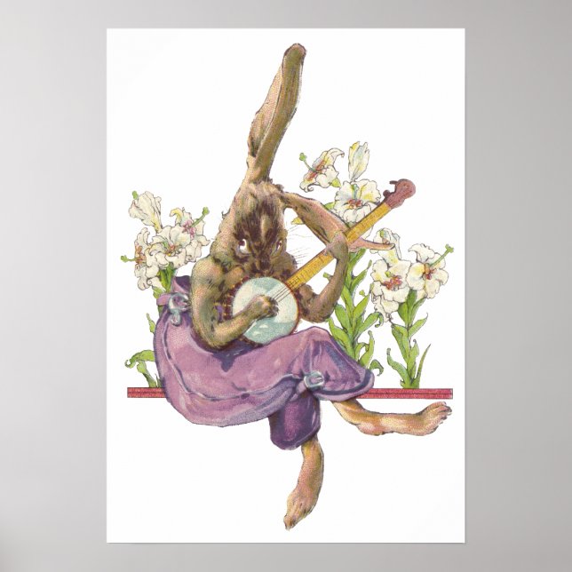 Banjo Playing Bunny Poster (Front)