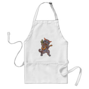 Banjo Playing Cat Adult Apron