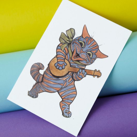 Banjo Playing Cat Cards