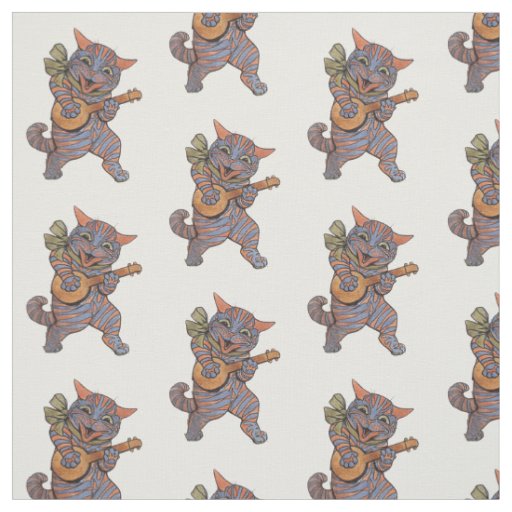 Banjo playing cat fabric