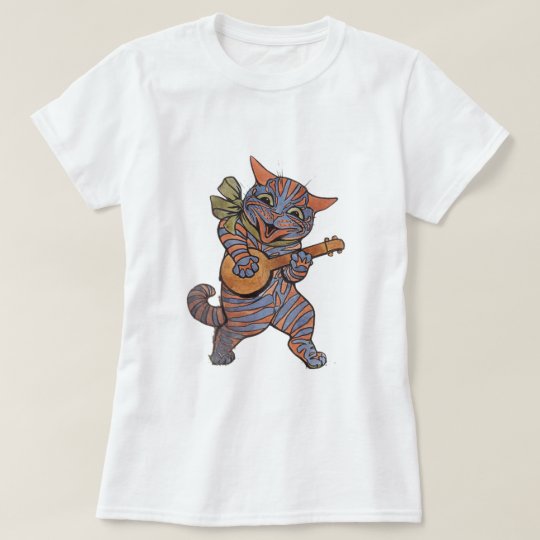 cat playing banjo t shirt