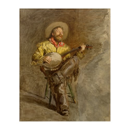 Banjo Playing Ranchero Singing Cowboy in Old West  Acrylic Print