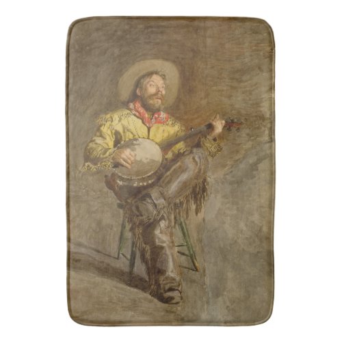 Banjo Playing Ranchero Singing Cowboy in Old West  Bath Mat