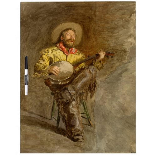 Banjo Playing Ranchero Singing Cowboy in Old West  Dry Erase Board