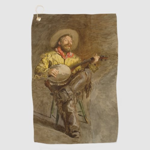 Banjo Playing Ranchero Singing Cowboy in Old West  Golf Towel