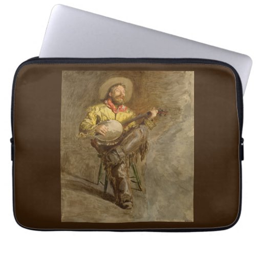 Banjo Playing Ranchero Singing Cowboy in Old West  Laptop Sleeve