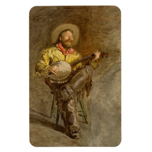 Banjo Playing Ranchero Singing Cowboy in Old West  Magnet