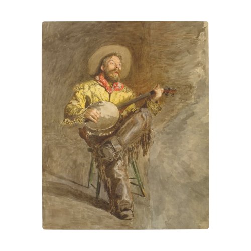 Banjo Playing Ranchero Singing Cowboy in Old West  Metal Print