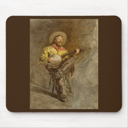 Banjo Playing Ranchero Singing Cowboy in Old West  Mouse Pad