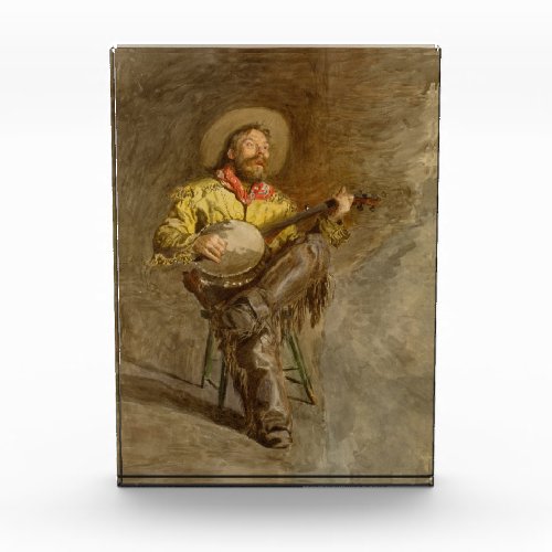 Banjo Playing Ranchero Singing Cowboy in Old West  Photo Block