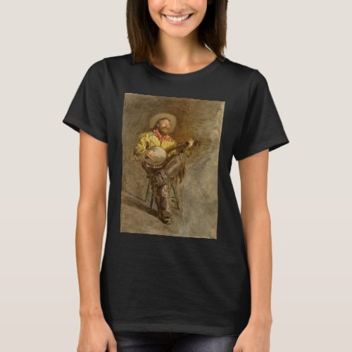 Banjo Playing Ranchero Singing Cowboy in Old West  T_Shirt