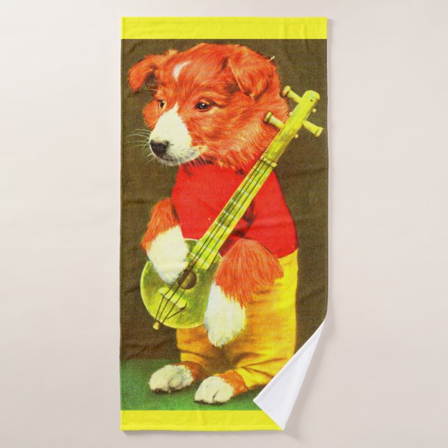 Banjo puppy bath towel (Bath Towel)