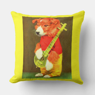 Banjo puppy throw pillow