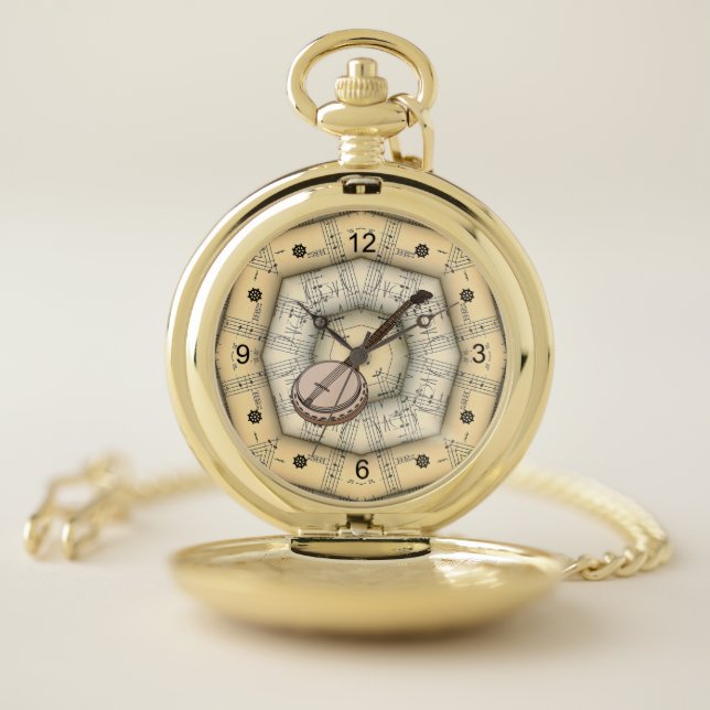 Banjo ~ Strange Musical Design ~ Unique ~ Pocket Watch (Inside)
