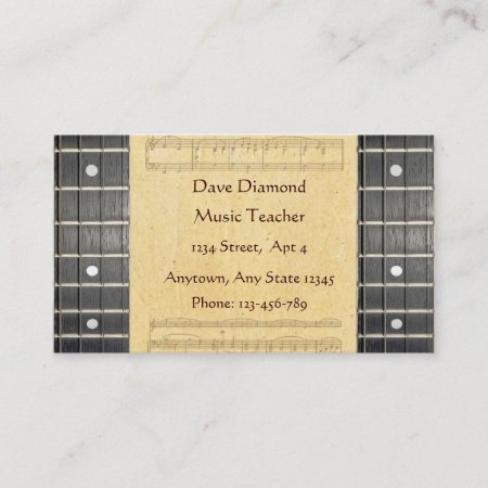Banjo Strings Fretboard Sheet Music Business Cards