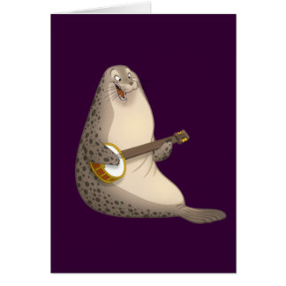 Banjo Strummin' Seal Card (Blank Inside)