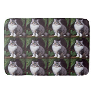 Banjo The Fluffy Gray And White Persian Bath Mat