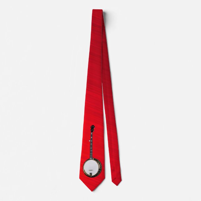 BANJO-TIE-ON BRUSHED  RED CHERRY NECK TIE (Front)