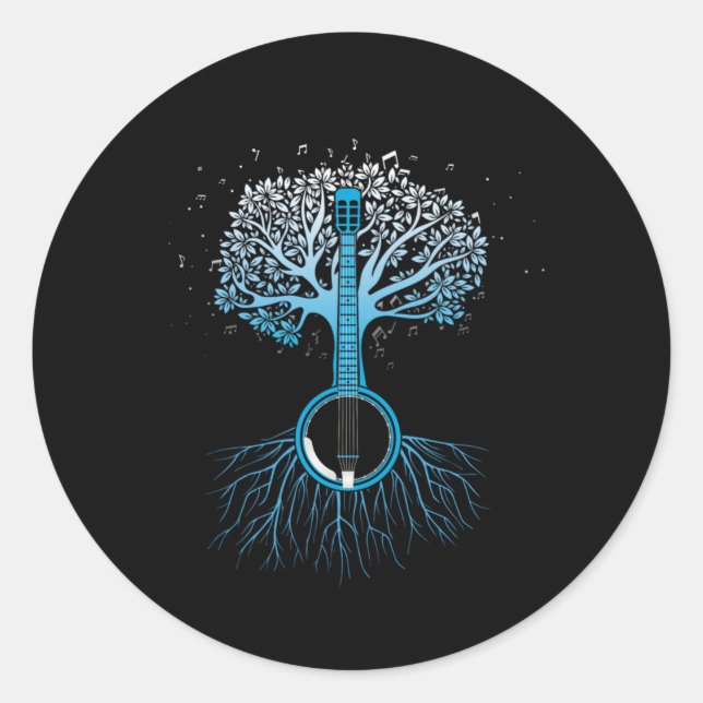 Banjo Tree Country Music Bluegrass Musician Gift Classic Round Sticker (Front)