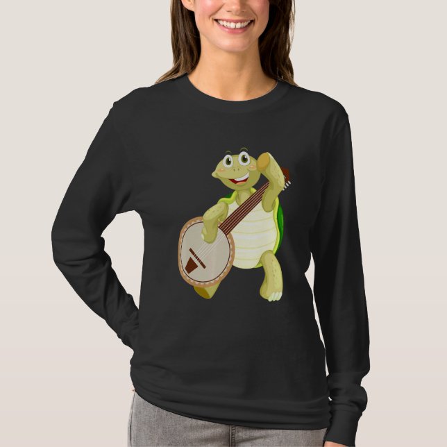 Banjo Turtle Turtle Playing Banjo T-Shirt (Front)