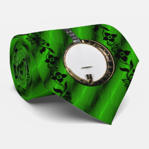 BANJO--VINE ON EMERALD GREEN NECK TIE