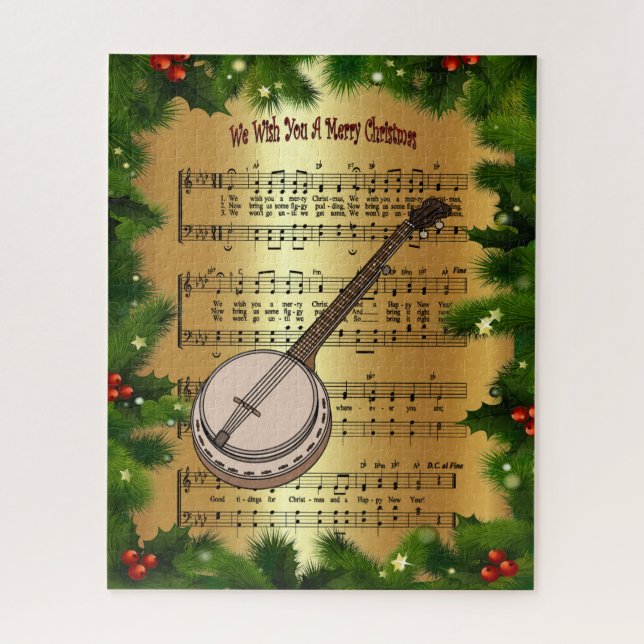 Banjo ~ “We Wish You A Merry Christmas” ~  Jigsaw Puzzle (Vertical)
