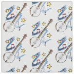 Banjo with Notes and Stars Fabric