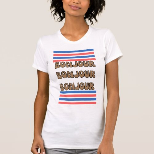 Banjour  Morden French Script Greeting typography T_Shirt