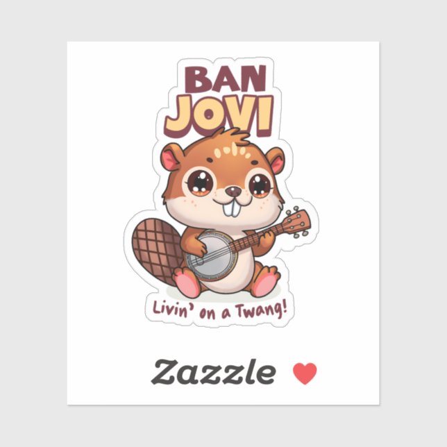 Banjovi Cute Beaver Playing Banjo Sticker (Sheet)