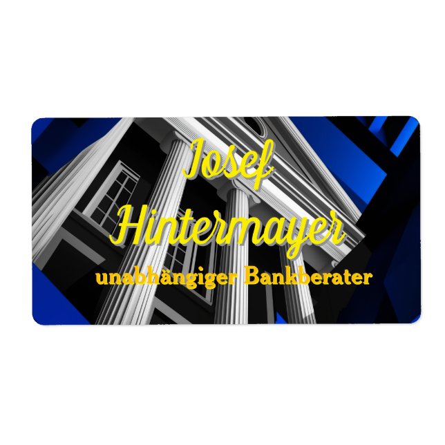 Bank advisor, bank clerkBusiness card Label (Front)