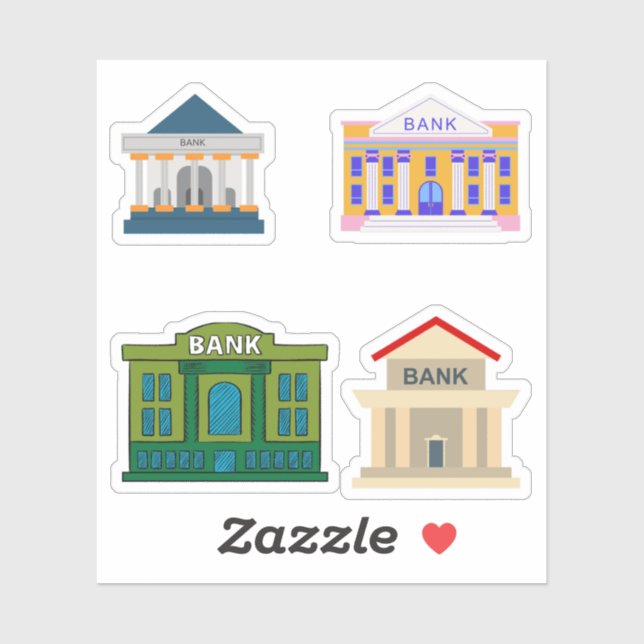 Bank Building Stickers (Sheet)