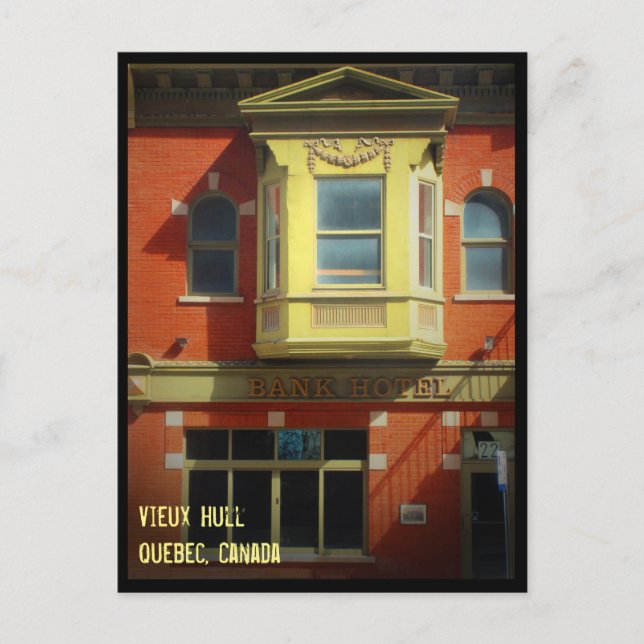 Bank Hotel Architecture Downtown Vieux Hull Postcard (Front)