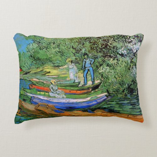 Bank of the Oise at Auvers by Vincent van Gogh Accent Pillow
