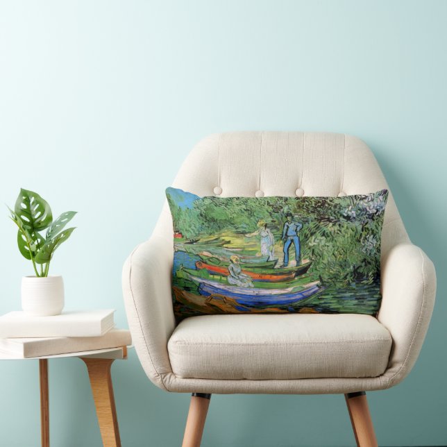 Bank of the Oise at Auvers by Vincent van Gogh Lumbar Pillow (Chair)