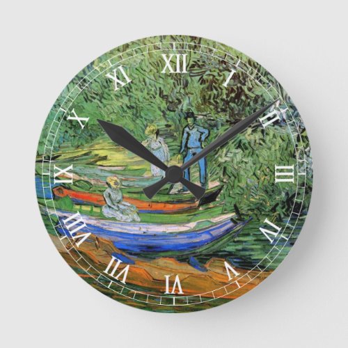 Bank of the Oise at Auvers by Vincent van Gogh Round Clock