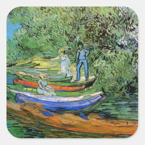 Bank of the Oise at Auvers by Vincent van Gogh Square Sticker